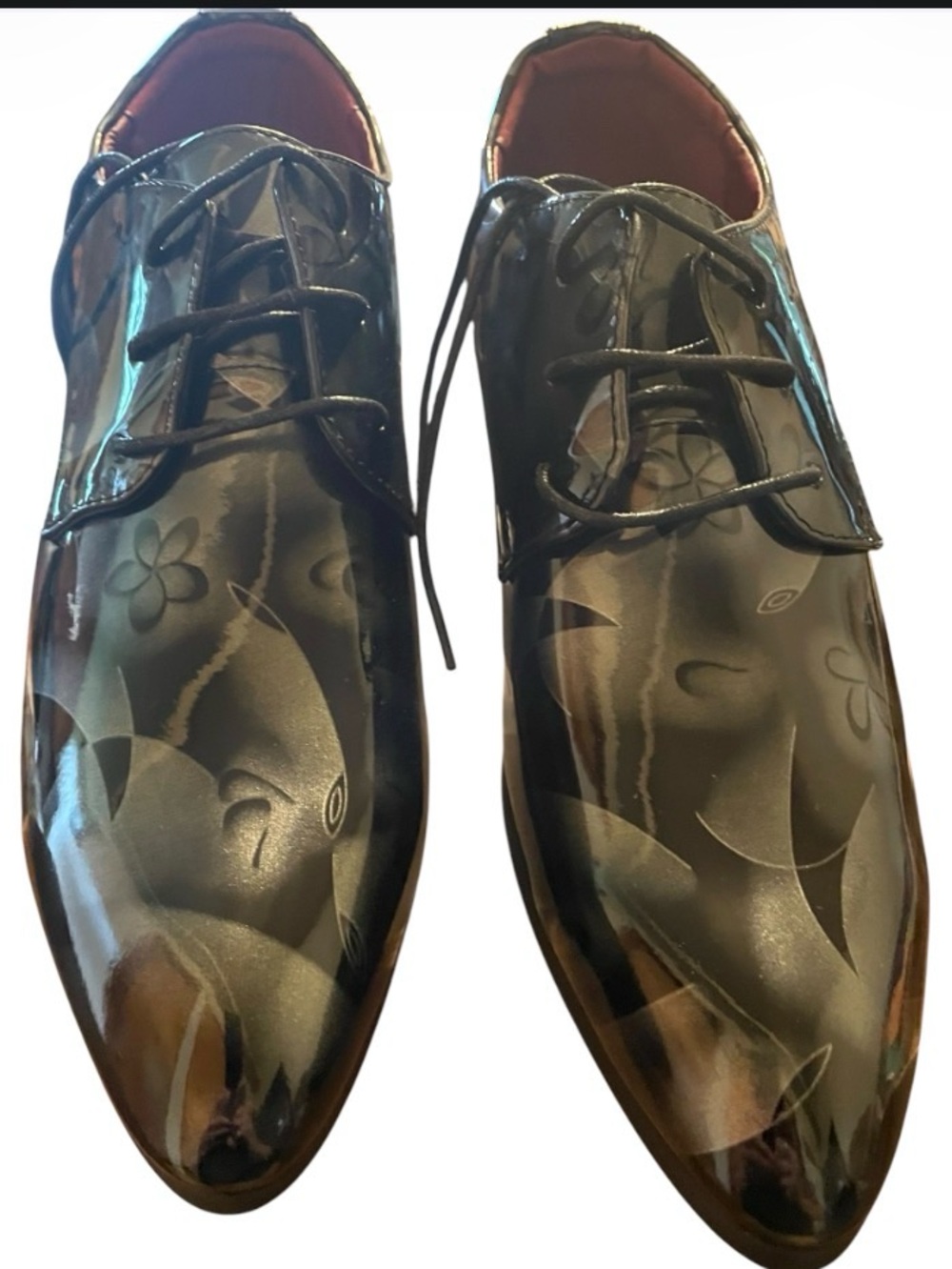 Men's Black Patterned Lace-Up Dress Shoes
